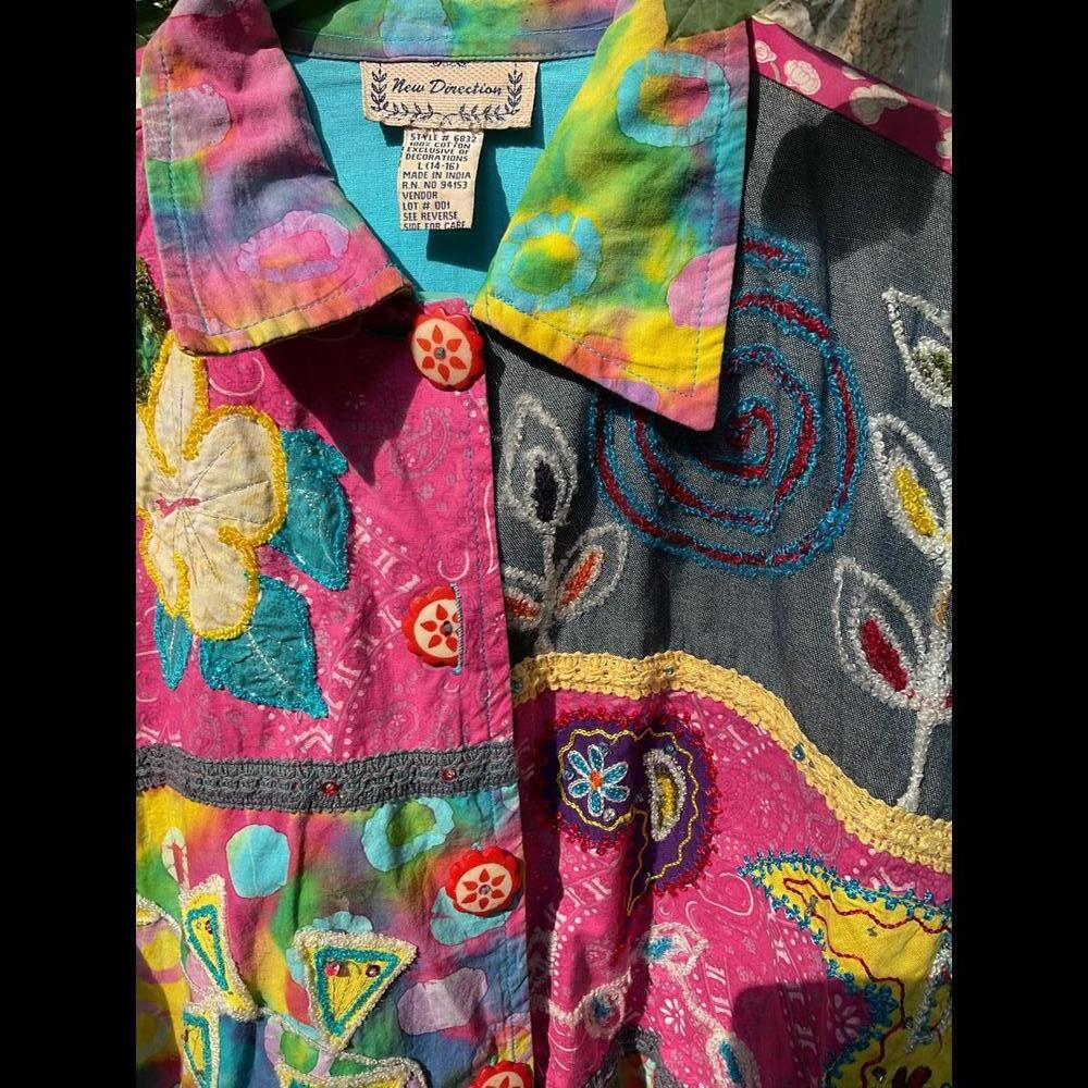 New Direction Vintage Patchwork Hippie, Boho Grandma Art to wear Jacket 14/16 - Picture 8 of 12